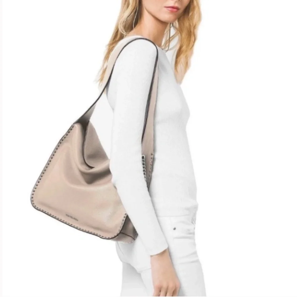 Michael Kors Astor Silver Studded Cement Large leather‎ Hobo